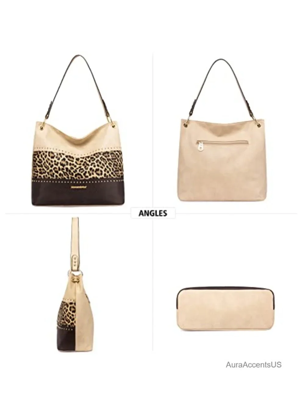 Faux Leather Hobo Bag Slouchy Shoulder Tote Handbag Women Purse